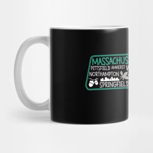 Massachusetts Barnstable cute map Lowell Lawrence Lynn Worcester Springfield Mug